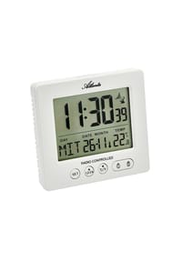 Atlanta by PARAGON - Funk Digitalwecker 2 Alarme, Licht und Temperatur - 2857/0 - Weiß
