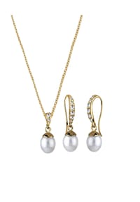 elli. - Schmuckset Elli Schmuckset Elegant Süsswasserperle Kristalle 925 Silber - Silber