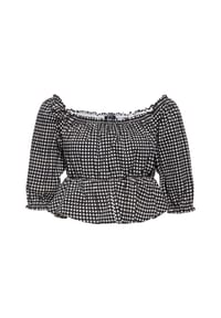 QUEEN KEROSIN - Carmenbluse mit Vichy-Karo - schwarz