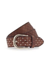 B.BELT - Lina Gold Nietengürtel Leder - cognac