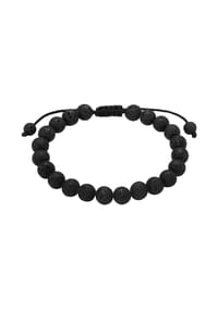 TRUE REBELS - Herren Armband aus Edelstahl in schwarz Lavastein - schwarz
