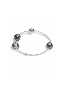 DI PERLE® DI PERLE Schmuckkollektion - Akoya Zuchtperlen Armschmuck Armband aus 925er Silber mit Zirkon, 18,5 cm - anthrazit/grau
