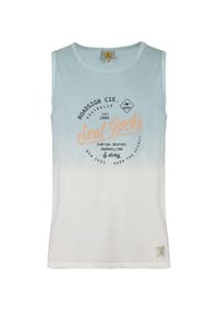 ROADSIGN® australia - Herren Tanktop Seal Rocks mit Dip Dye Farbverlauf und Print, ärmellos, lässiger Sommer Style für Strand, Festival und Freizeit - blau/weiss