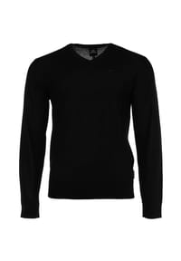 ARMANI EXCHANGE - Herren Strickpullover - Schurwolle, V-Neck, Logo, einfarbig - Blau