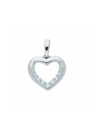 Adelia's - 333 Weißgold Anhänger Herz mit Zirkonia - silber