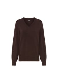 olsen - Pullover mit V-Ausschnitt und Saumschlitz - Coffee Bean