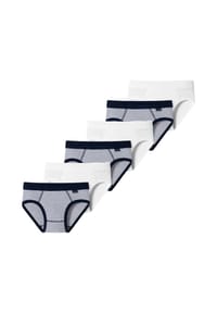 SCHIESSER - Slip / Unterhose 6er Pack Kids Boys Feinripp Organic Cotton - Weiß/ Blau gestreift