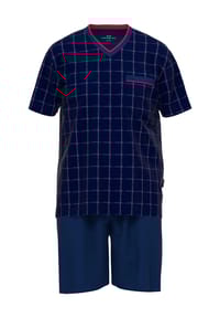 GÖTZBURG - Schlafanzug, kurz, kariert, für Herren - 7013 NAVY