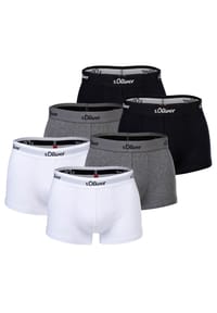 s.Oliver - Herren Boxershorts, 6er Pack - Trunks, Hipsters, Baumwoll-Stretch - Blau