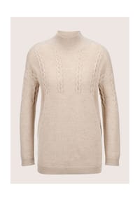 MADELEINE - Stilvoller Wollpullover mit Stehkragen - cappuccino / wollweiß / melange
