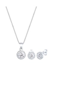 elli. PREMIUM - Schmuckset Kette Stecker Kristalle 925 Silber - Silber