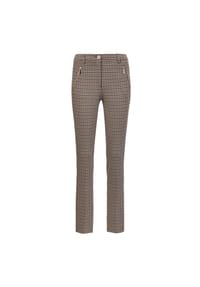 GOLDNER - Kurzgröße:  Stretchhose in weicher Qualität - mocca / gemustert