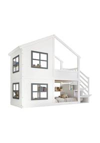 KOMHTOM - Hausbett 90x200cm mit schöne Fenster und Dach, Weiß - Weiß