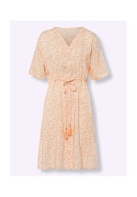 heine - Druck-Kleid - apricot-ecru-bedruckt