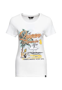 QUEEN KEROSIN - Print-Shirt mit vintage Front Print Queens Bay - offwhite