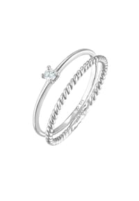 elli. DIAMONDS - Ring Diamant (0.06 Ct) Solitär Bandring 585 Weißgold - Silber