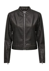 ONLY® - Kunstlederjacke, Stehkragen, Reißverschlusstaschen, für Damen - 177911001 BLACK