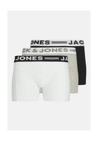 JACK & JONES - Jungen Boxershorts, 3er Pack - SENSE TRUNKS, Baumwoll-Stretch, Logobund - Schwarz