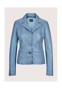 MADELEINE - Kurzblazer aus Lammnappa-Leder - rauchblau / metallic