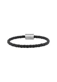 caї - Armband Leder olivenblattgegerbt  schwarz Stahl Edelstahl - schwarz