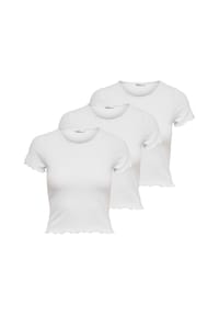 ONLY® - Damen T-Shirt 3er Pack - ONLEMMA SHORT TOP, Rundhals, Cropped, gerippt, einfarbig - Hellgrün