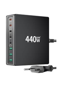 MANIKE - 440W USB-C Ladegerät Multiladegerät: 8-Port Schnellladestation mit 5x USB-C und 3x USB-A Ports - Schwarz