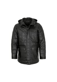 bugatti - Herren Lederjacke Steppjacke Longjacke Lammnappa schwarz - schwarz