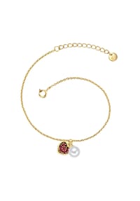 GLANZSTÜCKE MÜNCHEN - Damen Armband aus 925/- Sterling Silber in Gelbgold mit Zirkonia und Süßwasser-Zuchtperle - gelbgold