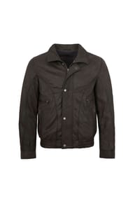 MADDOX - Herren Lederjacke Blouson Lammnubuk dunkelbraun antik - braun