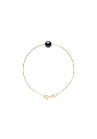 Pearls & Colors - Armband, Gelbgold mit Süßwasser-Zuchtperle, 7-8 mm - Gelbgold/Schwarz