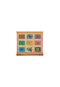 GINER & COLOMER - Beistelltisch aus Mangoholz, 70 cm, Ethno-Boho-Stil - 60 x 70 x 30 cm - Gelb