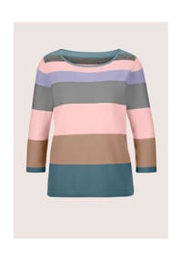 MADELEINE - Moderner Streifenpullover mit U-Boot-Ausschnitt - puderrosé / multicolor