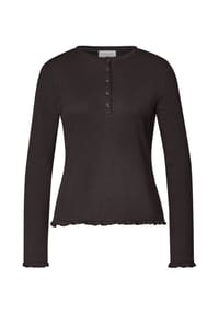 STREET ONE STUDIO - Langarmshirt, Henley-Ausschnitt, für Damen - 17850 BROWN