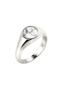 KUZZOÍ - Ring Siegelring Weißer Marmor Weiß 925 Sterling Silber - Silber