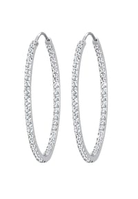 elli. PREMIUM - Ohrringe Creolen 925 Silber, Mit Kristallen Von Swarovski® - Weiß