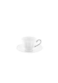 mulex® - 12-teiliges Mokkatassen-Set aus hochwertigem Porzellan - 90 - Weiß/Silber 12 x 8,5