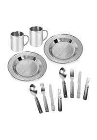 normani® - Outdoor Camping Geschirr Set für 2 Personen - Silber