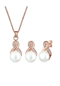 elli. - Schmuckset Infinity Perlen Kristalle 925 Silber - Silber