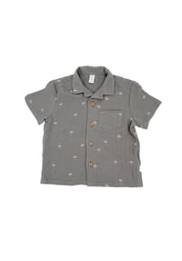 maximo® - GOTS MINI BOY-Hemd, Kragen kurzer Arm, Musselinstoff - altindigo-weiß-streifen