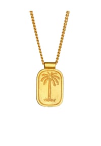 HAZE & GLORY - Halskette Plättchen - Coconut Society Palme 925 Silber Vergoldet - Gold