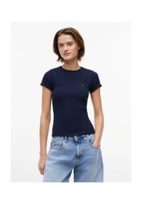 TOMMY Jeans - T-Shirt, Wellensaum, für Damen - C1G BLUE