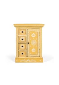 GINER & COLOMER - Beistelltisch aus Mangoholz, 58 cm, Vintage-Stil, dekorativ - 72 x 58 x 35 cm - Gelb