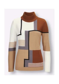 Sieh an! - Stehkragen-Pullover - ecru-camel-gemustert
