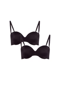 BeeDees® - Damen T-Shirt BH Stepy Soft WDP (2-er Pack) mit nahtlosen Cups, gefütterten Schalen und Multiway-Träger, vielseitig tragbar - schwarz