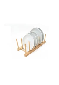 Cheffinger - Küchen-Organizer - Abtropfgestell für Teller Tassen & Küchenutensilien - Braun 33,5 x 12,5 x 11 cm
