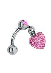 Adelia's - Titan Banane - Bauchnabel Piercing Herzanhänger rosa - rosa