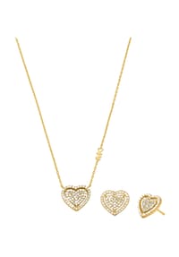 MICHAEL KORS - KORS LOVE Damen Schmuckset, Kette und Ohrringe, 925er Sterling Silber - GELBGOLD