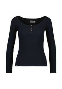 ALIFE AND KICKIN® - Langarmshirt Basic Marit, Henley-Ausschnitt, für Damen - 5500  MARINE