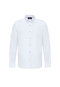 CIPO & BAXX® - Langarmhemd CH199 Baumwoll-Leinen Mix - BLACK