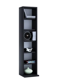 VCM. - Holzregal stehend | platzsparender CD Schrank für 102 CDs oder 36 DVDs | Maße: H. 92 x B. 21 x T. 20 cm | Elegantes DVD Regal stehend | Blu-Ray Regal | CD Regal - Elementa - Anthrazit / Honig-Eiche